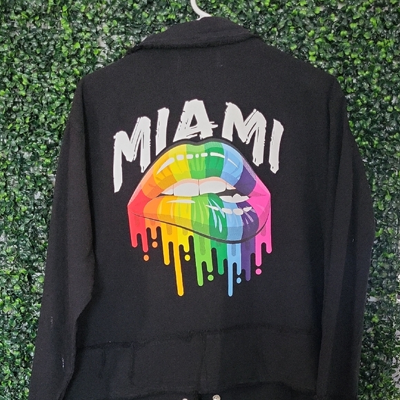 Jackets & Blazers - Black Miami Graphic Jacket